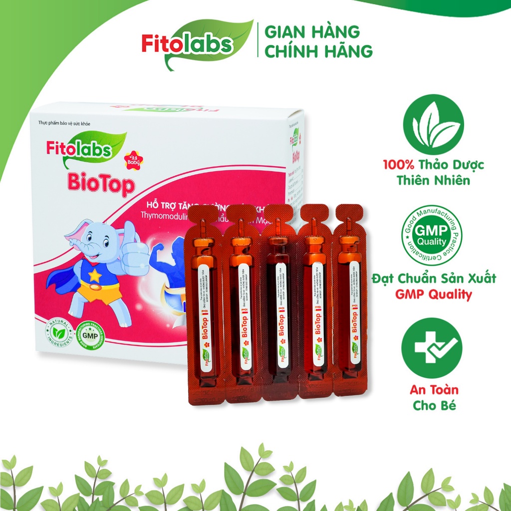 Siro tăng đề kháng cho bé Fitolabs Biotop giúp ăn ngon hấp thụ tốt bé phát triển toàn diện Hộp 20 Ống
