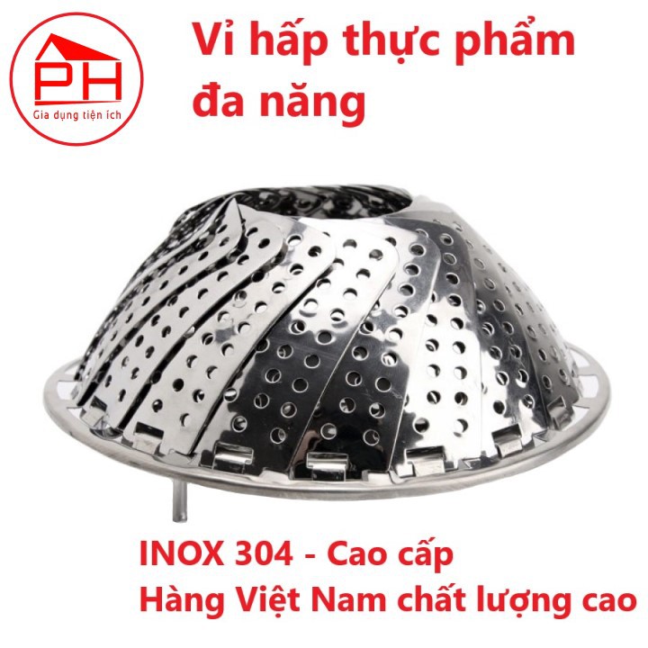 Vỉ hấp thực phẩm inox (Hàng dầy) đa năng, đồ xôi, hấp bánh , hấp cá , hấp cách thủy , khay hấp , xửng hấp đồ ăn tiện lợi