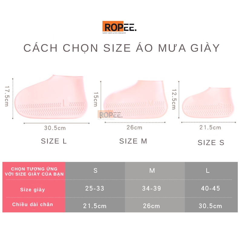 Bọc giày đi mưa silicon, bao trùm giày ủng đi mưa co dãn chống thấm nước, chống trơn trượt, bền bỉ