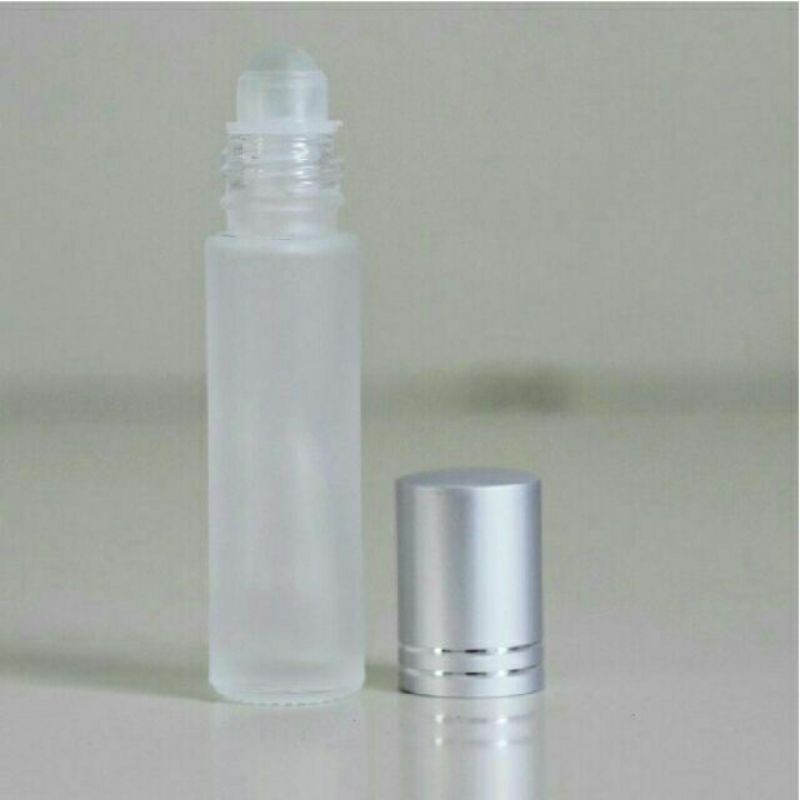 {Thanh lý } Vỏ bi lăn 10ml thủy tinh thân trắng nắp bạc - Chai lọ chiết nước hoa , dầu dừa