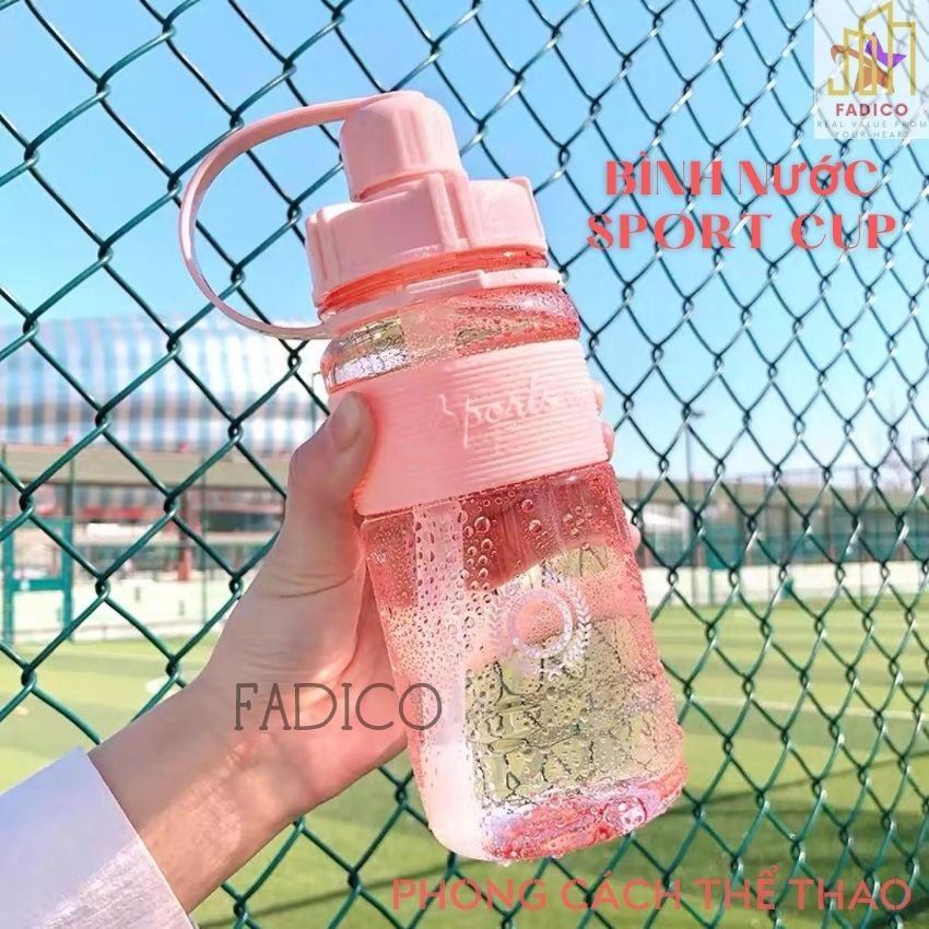 [HCM]Bình Nước Sport cup Phong Cách Thể Thao Có Ống Hút và Dây Đeo Tiện Lợi Dễ Thương, bình nước kute-FADICO