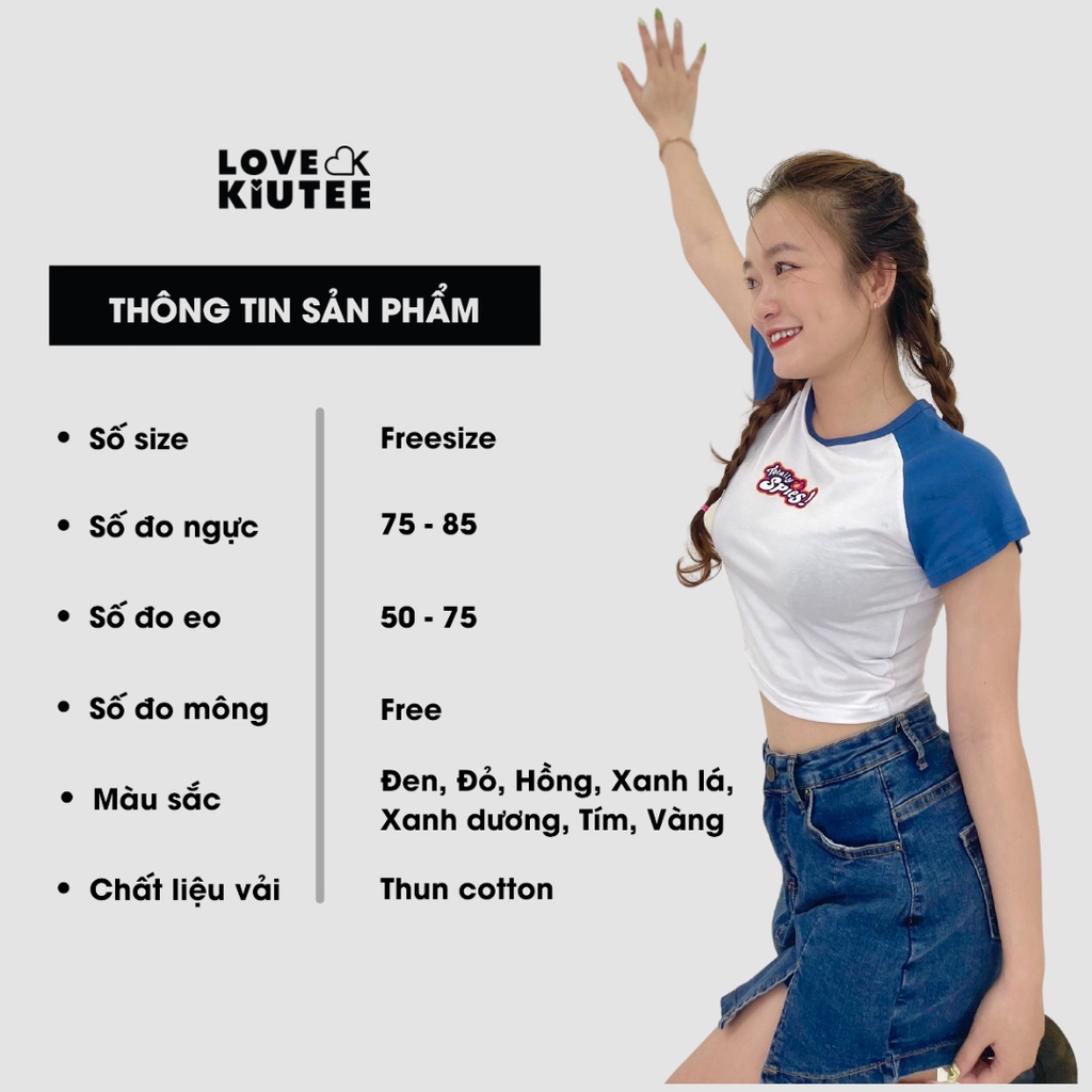 Áo ngắn tay phối màu raglan croptop thiết kế đẹp LOVEKIUTEE