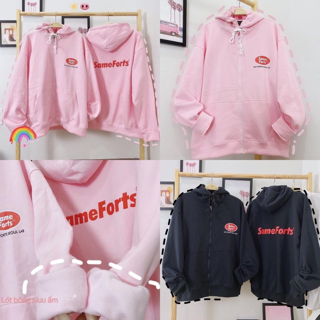 Áo Khoác Hoodie SAME FORTS Vải Nỉ Bông Form Rộng Ulzzang Unisex