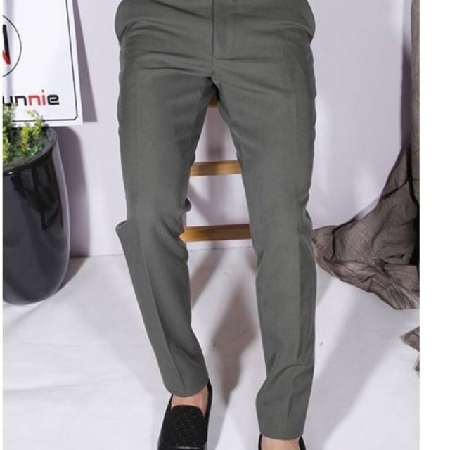 Quần Âu Nam Ghi Đậm Vải Tuyết Hàn Quần Tây Nam màu Ghi Đậm dáng Hàn Quốc