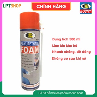 Chai keo bọt xốp cách nhiệt, chai keo bọt nở cách âm, cách nhiệt Polyurethane Foam (PU Foam)- Bosny B129 - Nhập khẩu TL