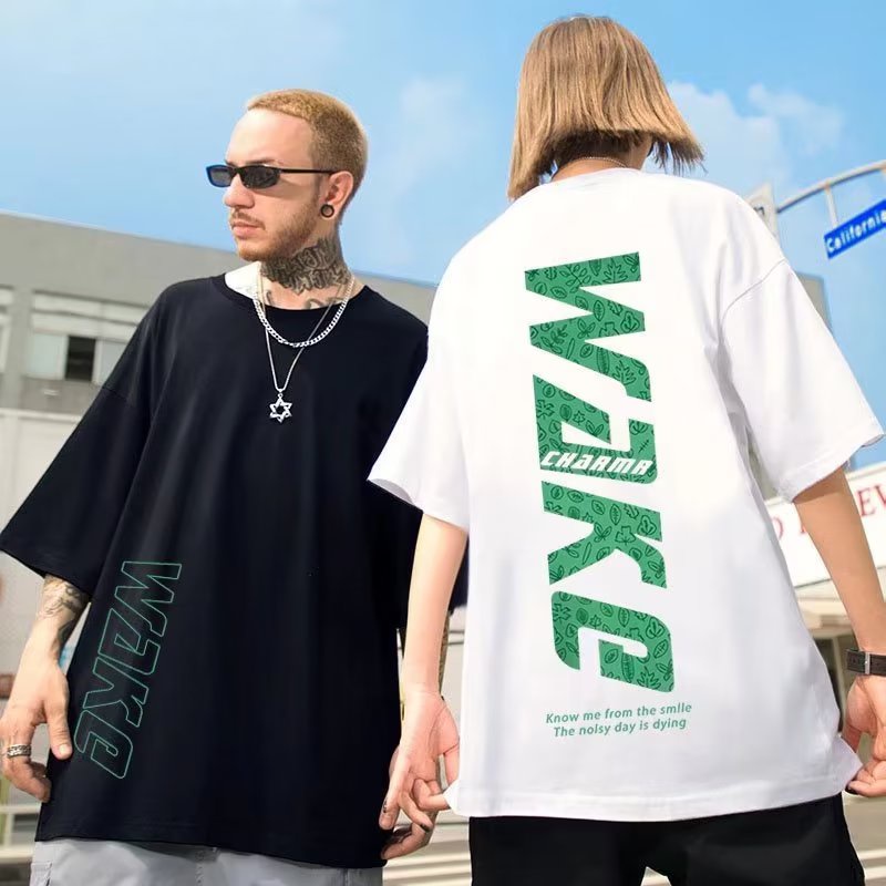 Áo Thun Tay Ngắn Cổ Tròn In Chữ Cái Đơn Giản Thời Trang Phong Cách Hip Hop Hàn Quốc