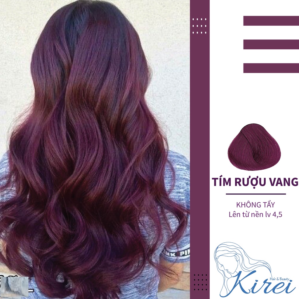 Thuốc nhuộm tóc màu TÍM RƯỢU VANG không cần tẩy tóc Kirei Hair, KireiHair, KIREIHAIR