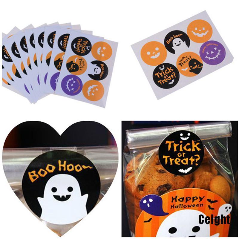 Set 60 Miếng Dán Trang Trí Chai Thủy Tinh Phong Cách Halloween