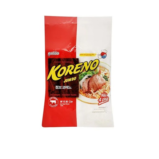 Combo 5 gói mì ăn liền Koreno Jumbo vị kim chi/ bò cay Paldo túi
