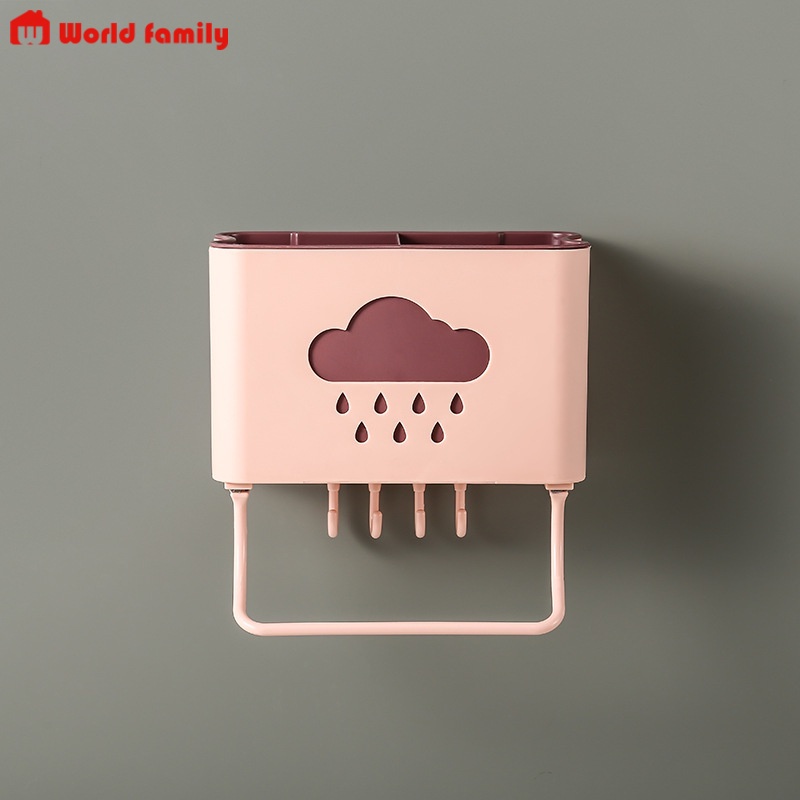 Kệ Đựng Muỗng Đũa Dán Tường kèm Móc Và Thanh Treo khăn thông minh