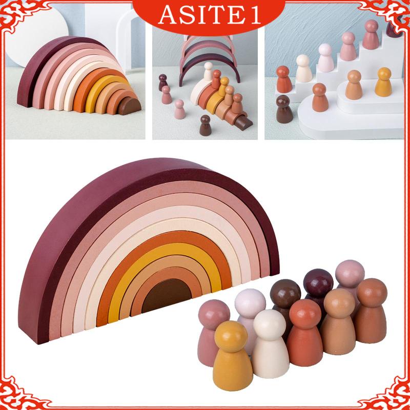 Bộ Đồ Chơi Xếp Hình Cầu Vồng Bằng Gỗ Cho Trẻ Em