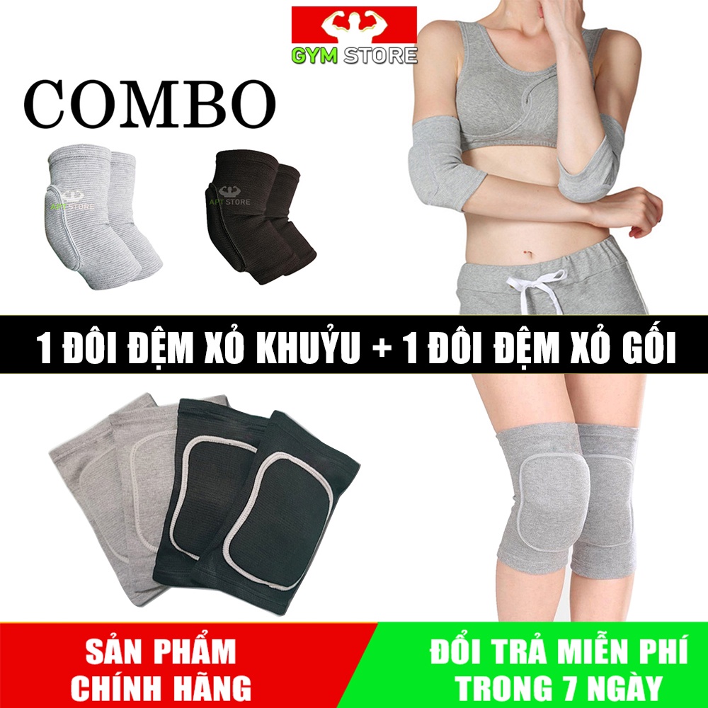 [Combo] Xỏ Khuỷu tay và Đầu gối có miếng đệm bảo vệ - Hỗ trợ tập Yoga, Gym, chơi thể thao