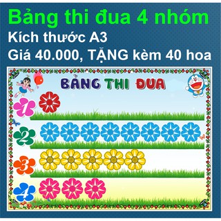 [Đồ dùng dạy học] Bảng thi đua hoa 4 nhóm