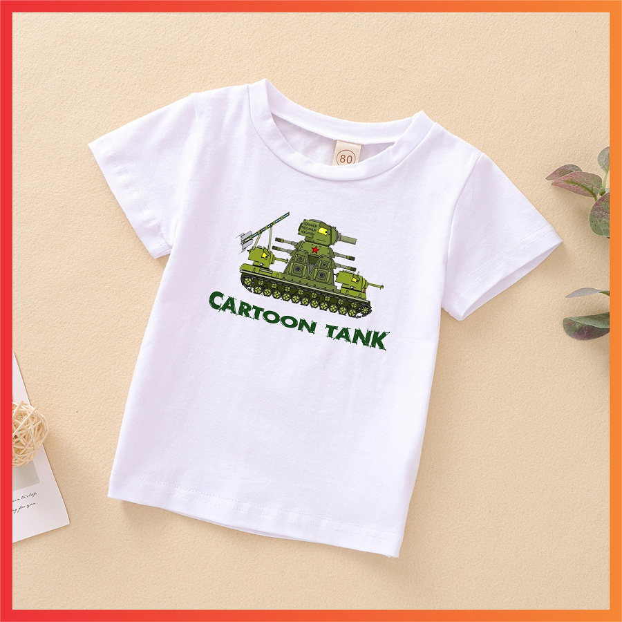HOT Áo thun in hình xe tăng quái vật hoạt hình hay nhất cho bé trai