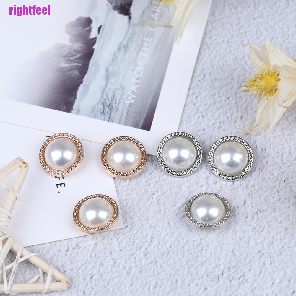 Bộ 10 Nút Kim Loại Đính Ngọc Trai Nhân Tạo Dùng Trang Trí