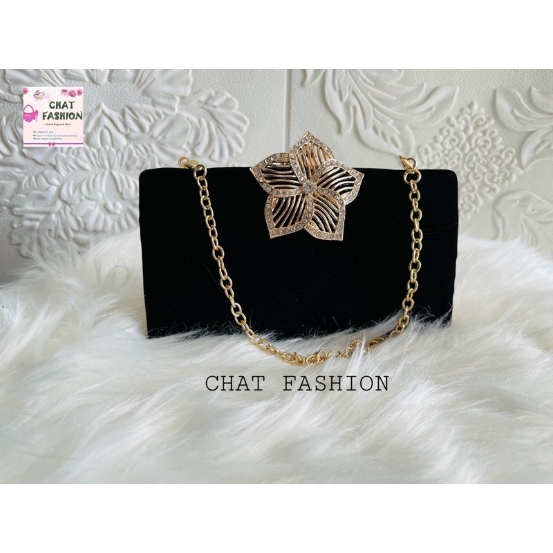 Bóp cầm tay clutch đi tiệc khóa phối hoa mai nữ tính