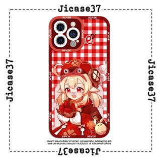 Ốp lưng iphone và samsung xiaomi oppo cạnh vuông Jicase Anime girl caro đỏ 