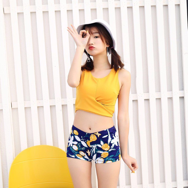 Bộ đồ bơi bikini hai mảnh 3 chi tiết đi tắm biển nữ mùa hè - màu vàng ⚡ kèm ảnh thật ⚡ | BigBuy360 - bigbuy360.vn