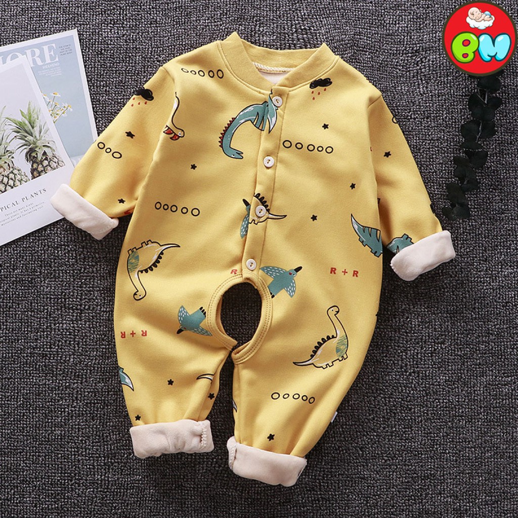 Bộ đồ nỉ lông dài tay cho bé 0-12 tháng tuổi,bodysuit cho bé trai và bé gái mùa thu đông