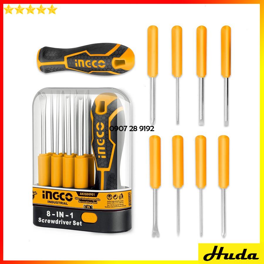 Bộ tua vít dẹp và bake đa năng Total Ingco Bộ tuốc nơ vít 8-9 chi tiết 1234