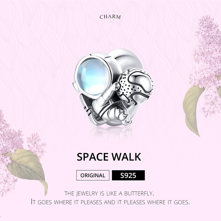 Hạt Xỏ Trang Sức / Vòng Tay DIY Bamoer SCC1694 Cho Nữ Bằng Bạc 925 Kiểu Dáng Phi Hành Gia