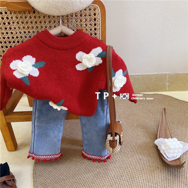 Áo Sweater Dày Chui Đầu Thời Trang Thu Đông 2022 Mới Cho Bé Gái MNJ2