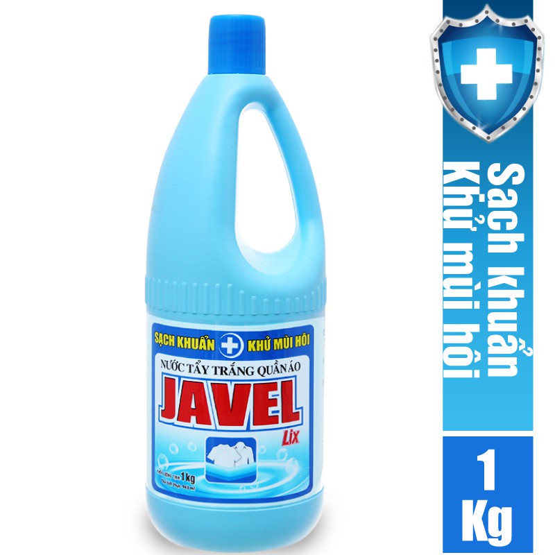 Nước tẩy trắng quần áo nước Javel Lix 1Kg - tẩy quần áo sạch khuẩn, khử mùi hôi - JL100