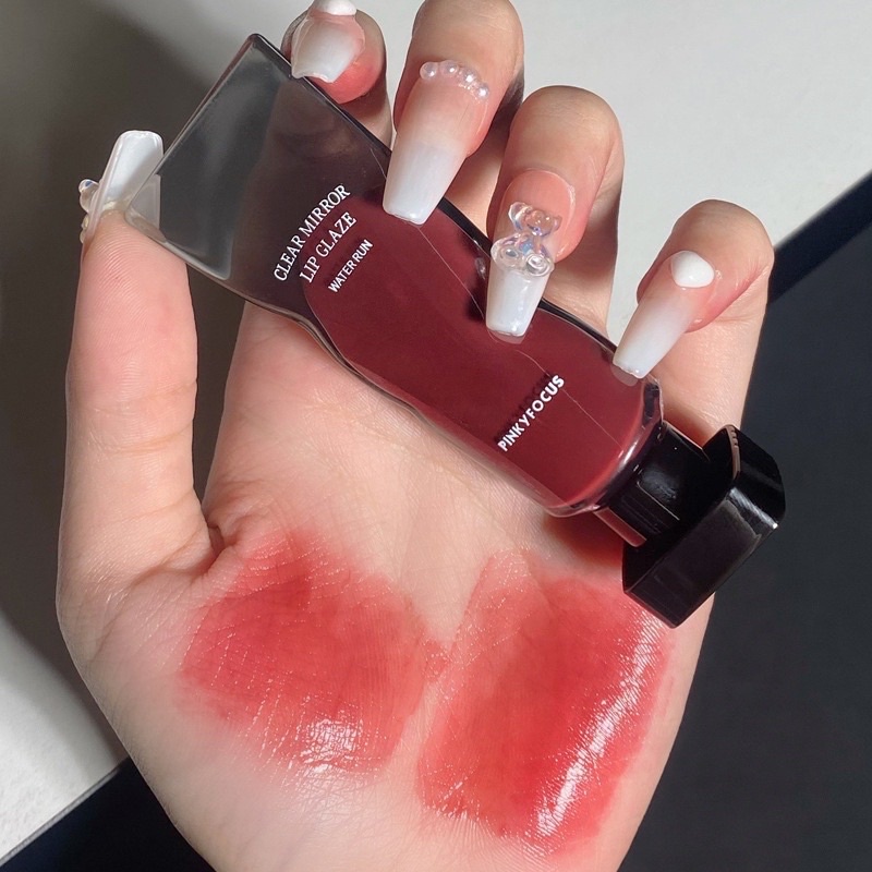 Son Bóng Lâu Trôi Mềm Mướt Xinh Xắn PinkyFocus Son Môi Sáng Tạo Colorfast