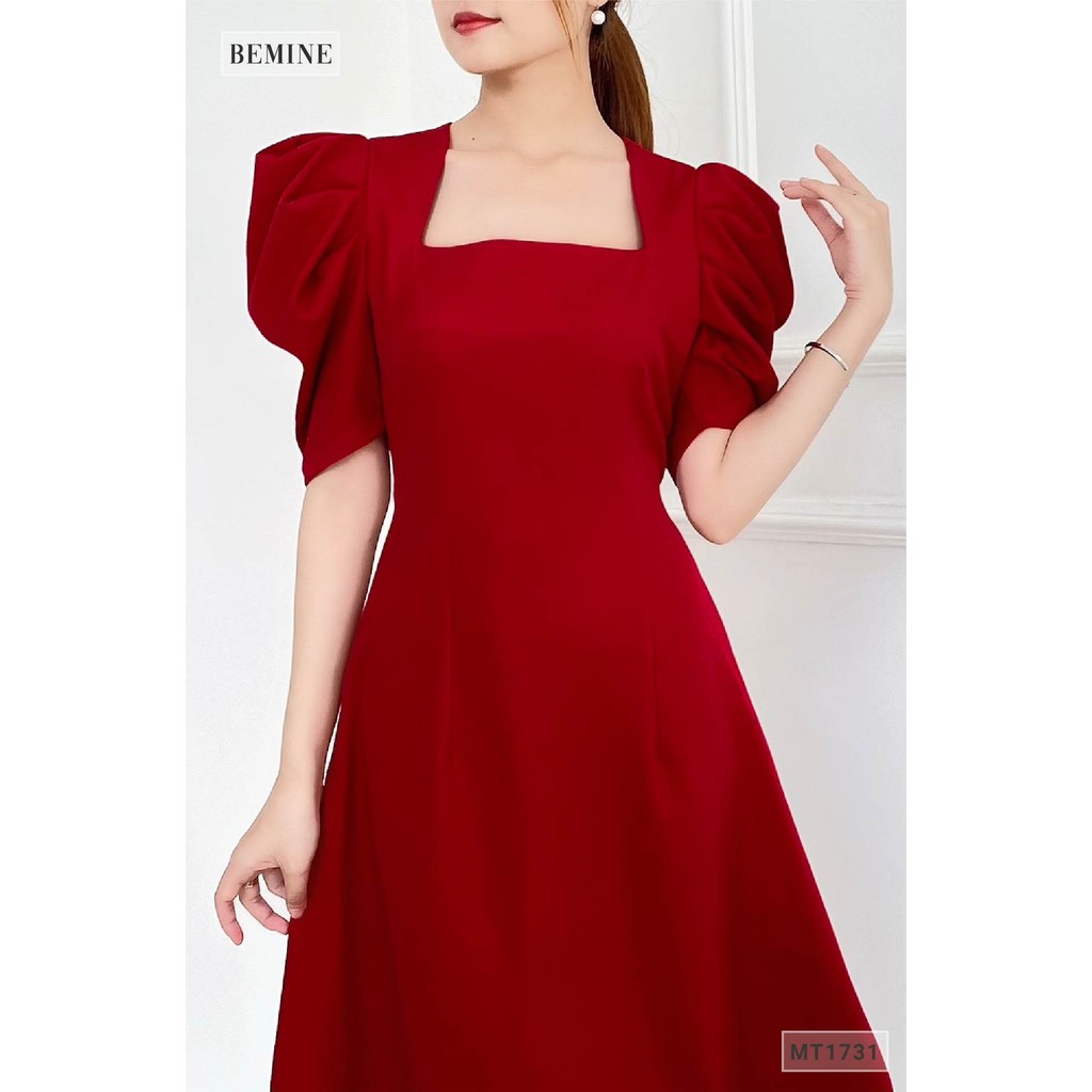 [Mã WABRWA15 giảm 15% đơn 300K] Đầm cổ vuông tay xếp ly tầng BEMINE MT1731DO | BigBuy360 - bigbuy360.vn
