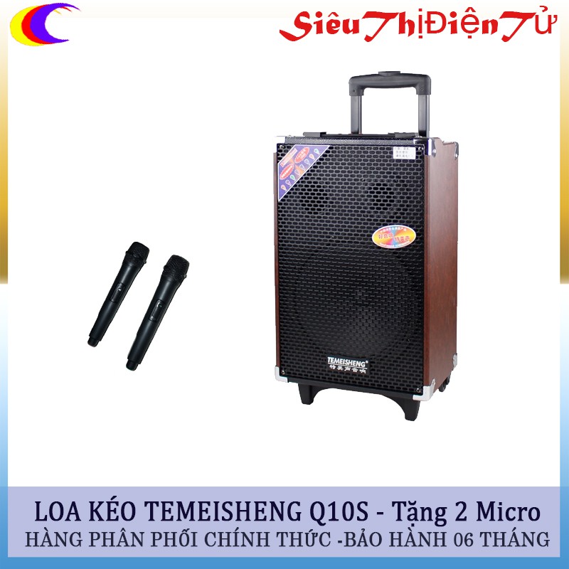 Loa kéo temeisheng q10s có 02 mic - Loa kẹo kéo temeisheng hàng loa chính hãng - loa bass 25cm chạy bình ác quy