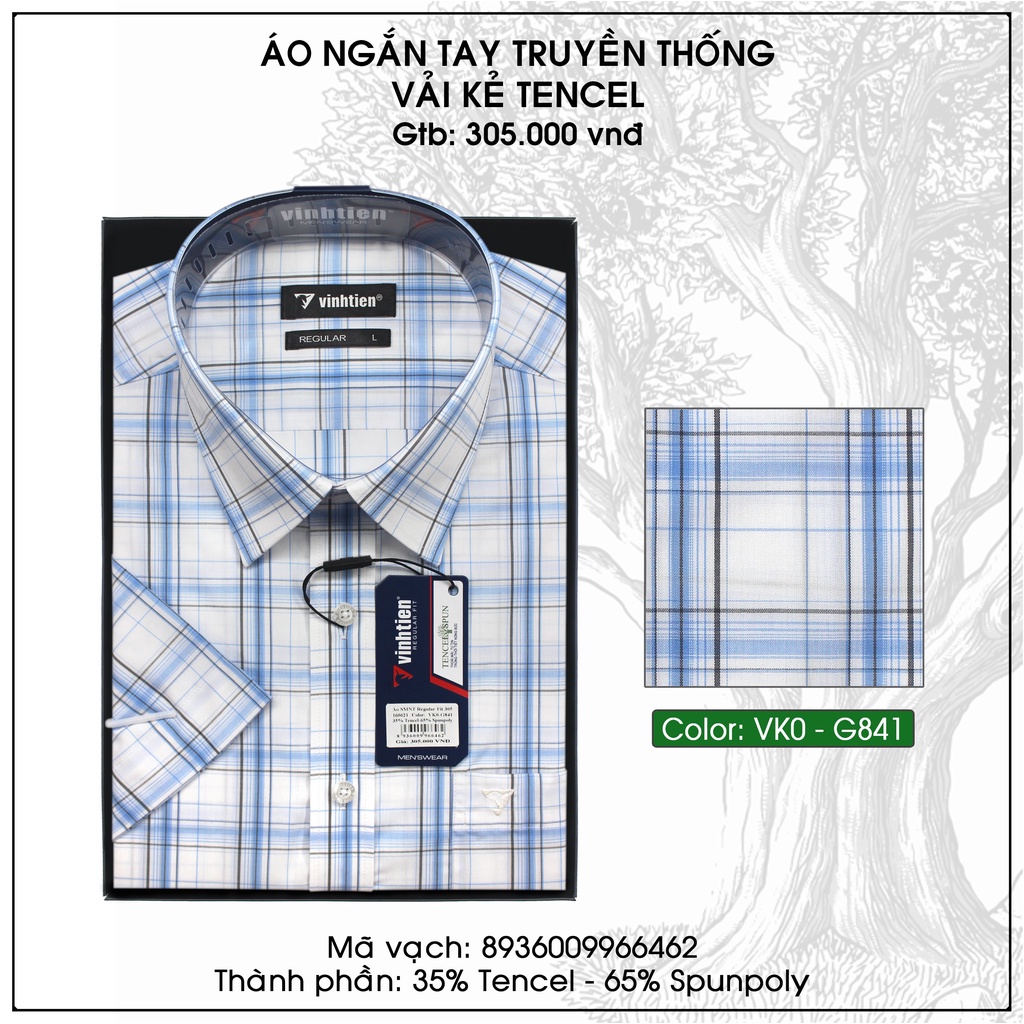 Áo Sơ Mi Ngắn Tay Sọc Caro Vạt Ngang Form Regular Vĩnh Tiến 305.5 | BigBuy360 - bigbuy360.vn