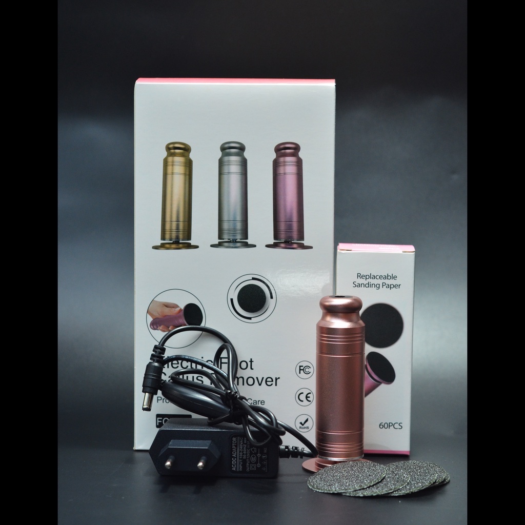 Máy chà gót chân chuyên dụng dành cho spa thẩm mỹ viện hoặc tự dùng tại nhà màu hồng dễ thương kèm theo 60 miếng chà gót