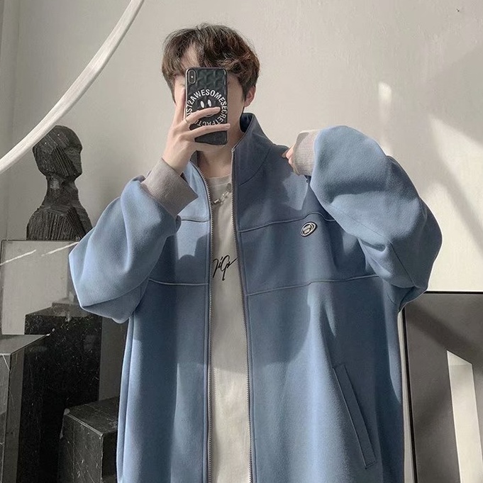 áo khoác nam unisex áo khoác gió 2 lớp áo dài tay áo varsity jacket thời trang retro áo bóng chày trẻ tuổi phong cách Hàn Quốc áo khoác nữ