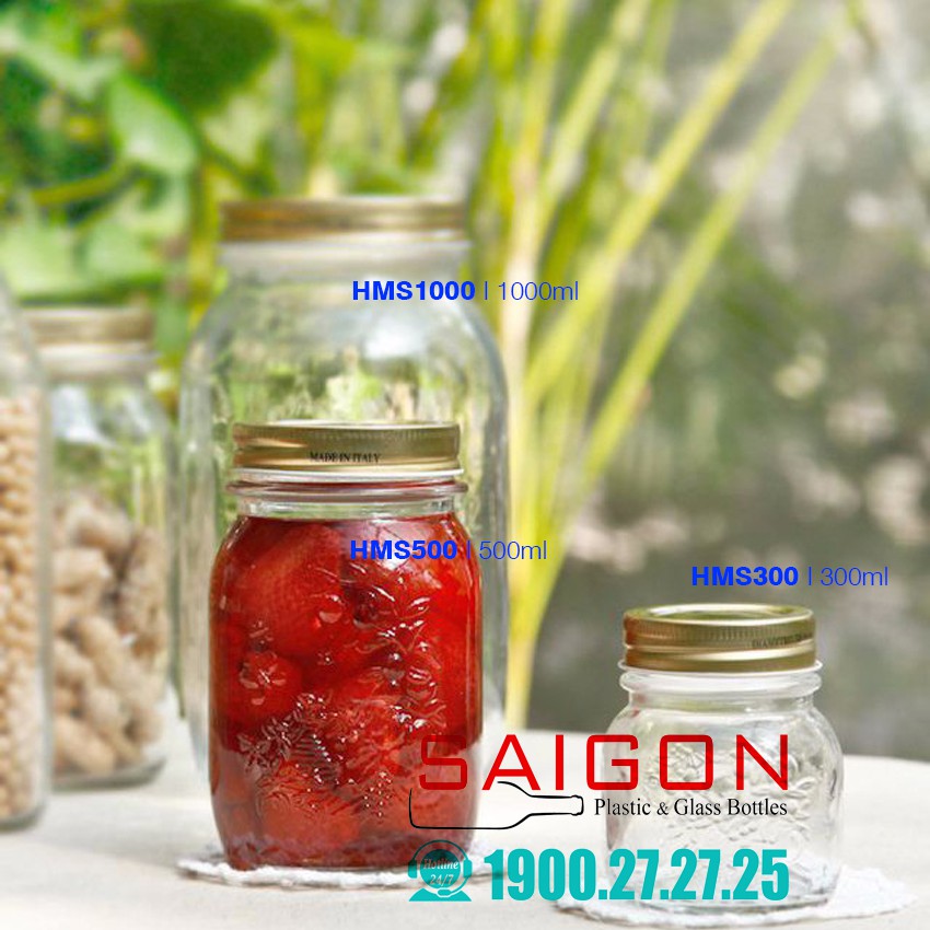 Hũ Thủy Tinh Mason Nắp Vặn Nhôm 1000ml | 500ml | 300ml