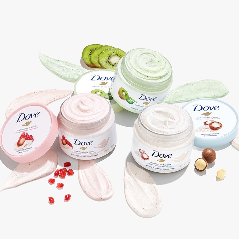 (TÁI TẠO DA) Tẩy Tế Bào Chết Toàn Thân Dove Exfoliating Body Polish Crushed Macadamia &amp; Rice Milk  50gr