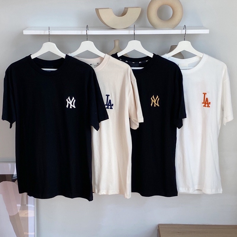 Áo phông Tee , Hoạ Tiết Chữ Thêu LA NY, Form Oversize - thời trang Unisex nam nữ