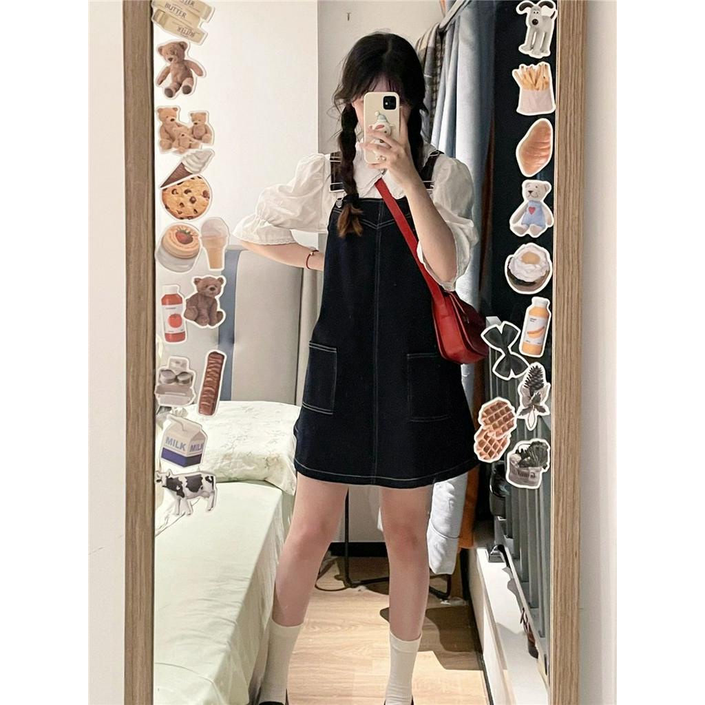 Váy Yếm Denim Tay Phồng Thời Trang Hàn Quốc Sành Điệu 63856