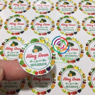 Combo 500 tem tròn 3cm dán hoa quả thiết kế theo yêu cầu