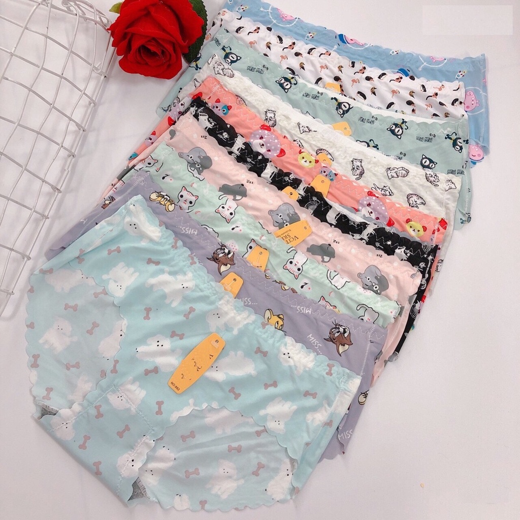 Bộ 4 Quần Lót Nữ DUDIA Su Họa Tiết Dễ Thương (freesize 40-57kg) [N08-4]