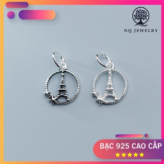 Charm bạc hình tròn chứa tháp treo