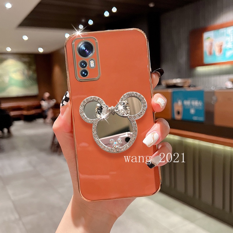 Ốp Điện Thoại Mềm Màu Kẹo Ngọt Đính Đá Có Giá Đỡ Cho Xiaomi 12T Pro 12 Lite POCO M5s C40