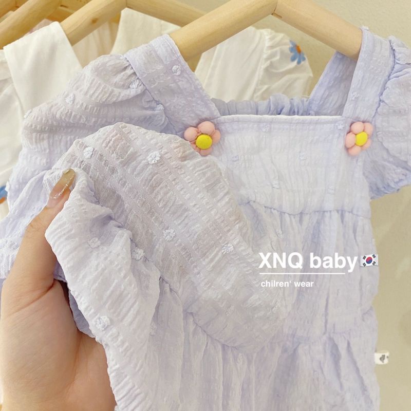 Đầm Công Chúa Tay Phồng Màu Trơn Phong Cách Nhật Hàn Thời Trang Mùa Hè Xinh Xắn Dành Cho Bé Gái 2022