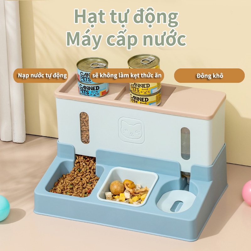 Bát ăn cơm cho thú cưng, khay nạp tự động, bình đựng nước cho chó mèo, bình đựng thức ăn cho mèo, nước uống cho thú cưng và hiện vật cho ăn nước, đã rút phích cắm