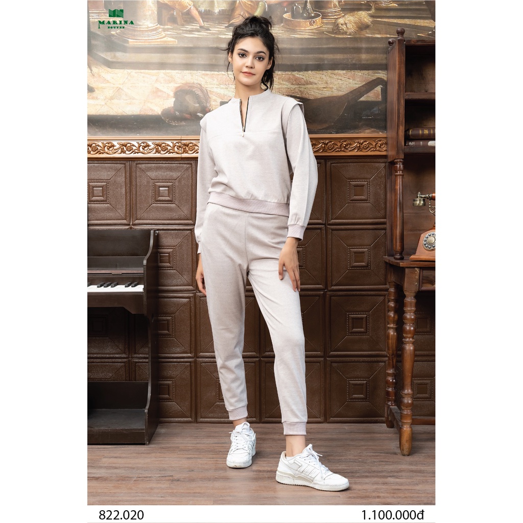 Bộ Đồ Thu Đông Nữ MARINA NGUYỄN Thiết Kế Dài Tay, Kiểu Dáng Trẻ Trung, Chất Liệu Dạ Mềm Mịn - 822020