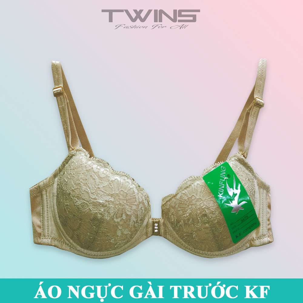 Áo ngực nữ ren cài trước nâng ngực Kung Fung  có gọng mút mỏng cúp xéo size 34-36-38