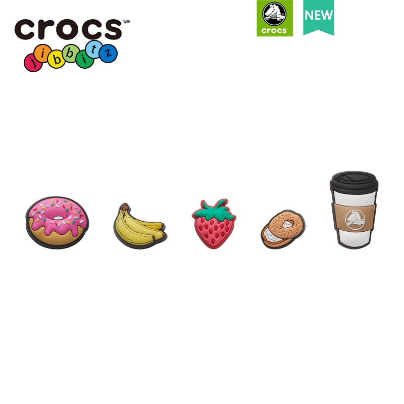 Bộ 5 Túi Hạt Cườm Crocs / jibbitz Trang Trí Thức Ăn Sáng DIY
