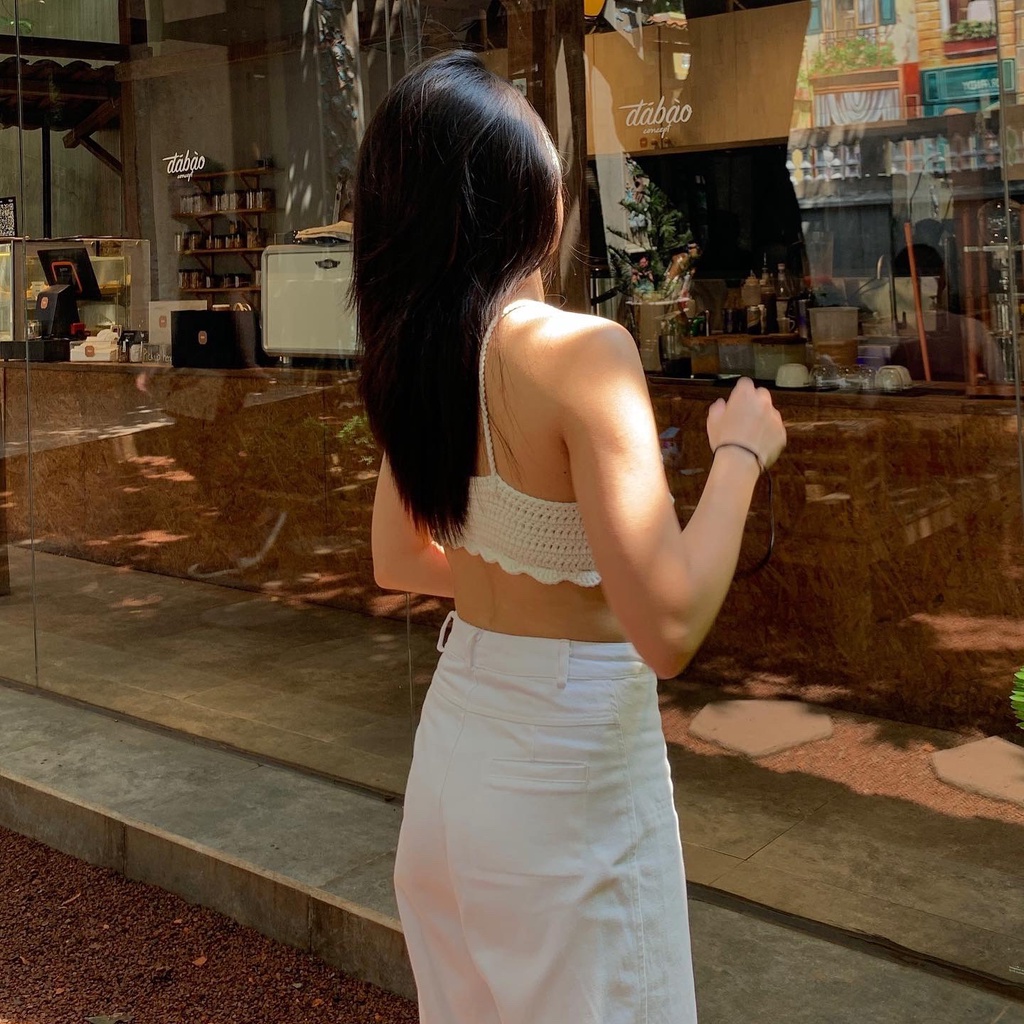 Waffle Crochet Top - Áo móc len - Ichi.sg