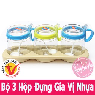 XẢ KHO LỖ VỐN - Bộ 3 Lọ Đựng Gia Vị Cao Cấp VN