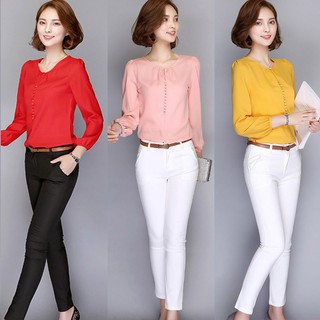 Áo voan công sở tay dài