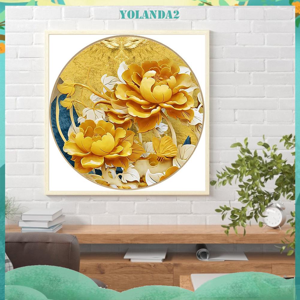 Tranh đính hạt đá tròn 5D tự làm hình hoa mẫu đơn